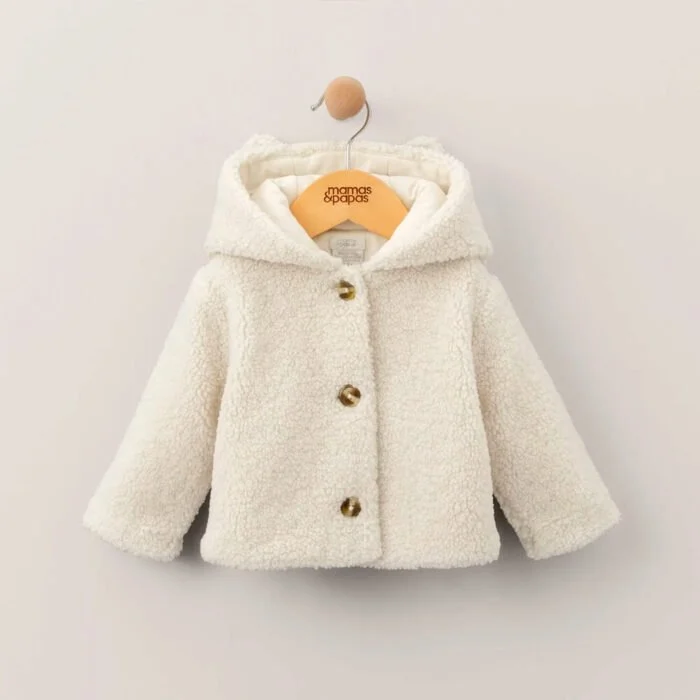 Cream Borg Hooded Jacket