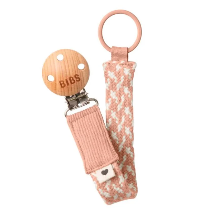 BIBS Dummy Clip Braided - Ivory/Blush